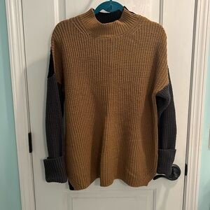 Blocked knit turtleneck sweater